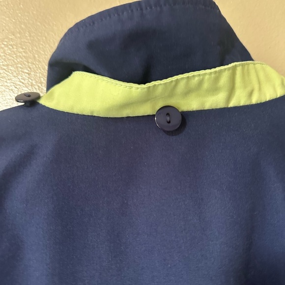 Vintage Mackintosh Nautical Boat Themed Navy Blue and Green Rain Coat - Picture 6 of 12